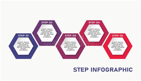 Five Steps Infographic Process Flowchart With Hexagons With Icons And