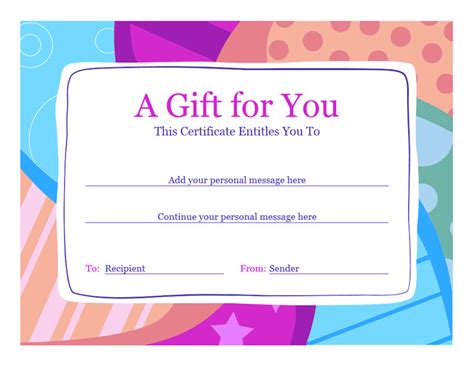 Download free certificate templates in word format with formal certificate borders to personalize. Birthday Gift Certificate Template Word 2010 - Free ...