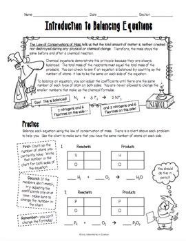 A chemical equation is balanced when each side of the equation includes the same b. Student exploration chemical equations answer key activity a | BALANCING CHEMICAL EQUATIONS ...