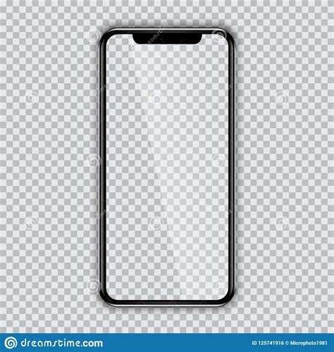 Black Phone Mock Up With Blank Screen On Transparent Background Stock