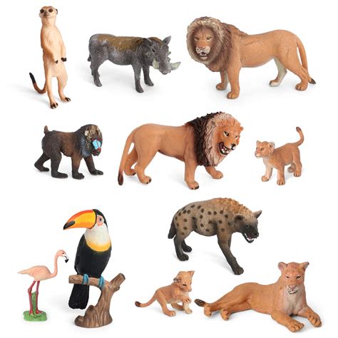 Volnau Animal Toys Figurines 11pcs African Animals Figures Zoo Pack For