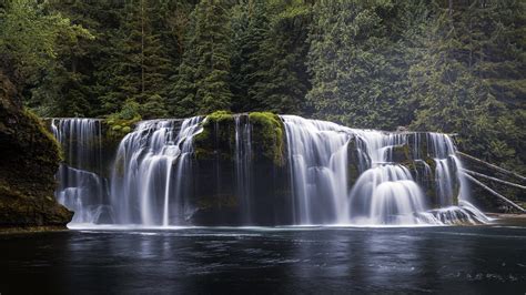 Nature Landscape Waterfall Forest River Trees Moss 1920x1080