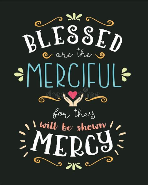 Blessed Are The Merciful Hand Lettering Typographic Vector Art Poster
