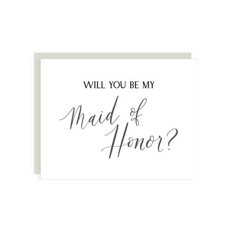 Will You Be My Maid Of Honor Card Maid Of Honor Proposal Etsy