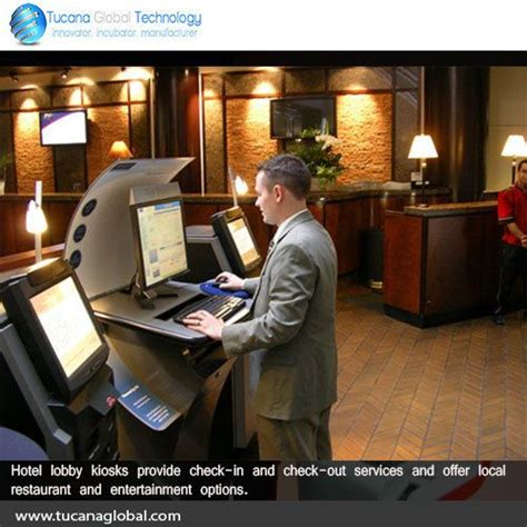 Hotel Lobby Kiosks Provide Check In And Check Out Services And