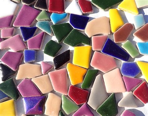 Mosaic Ceramic Tiles 50 Tiles Random Geometric Shapes In Assorted Colors