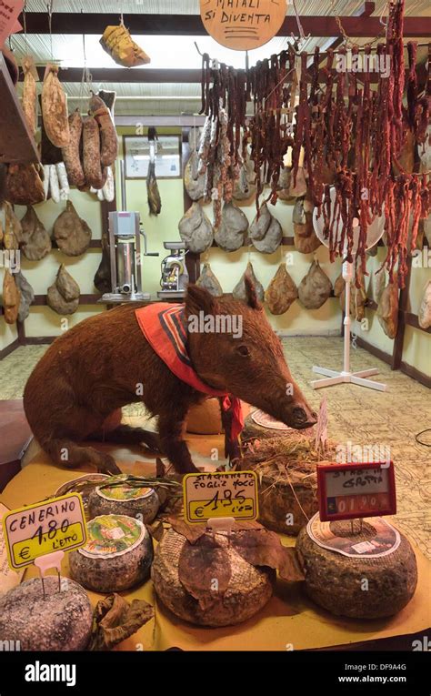 Wild Boar In A Meat Shop In Pitigliano Italy Stock Photo Alamy