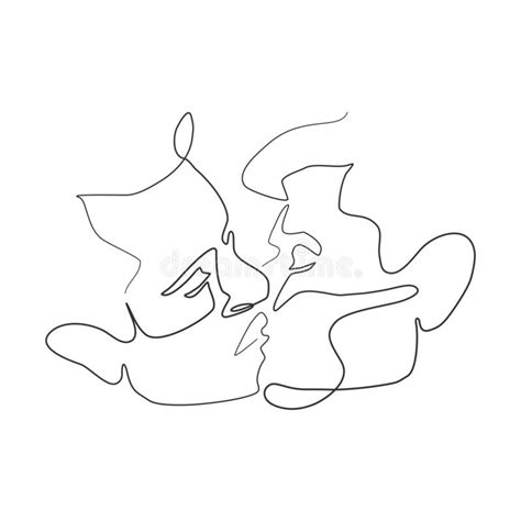 Vector Illustration Kiss Of Two Men Gay Couple Lgbt Concept Minimalistic One Line Style