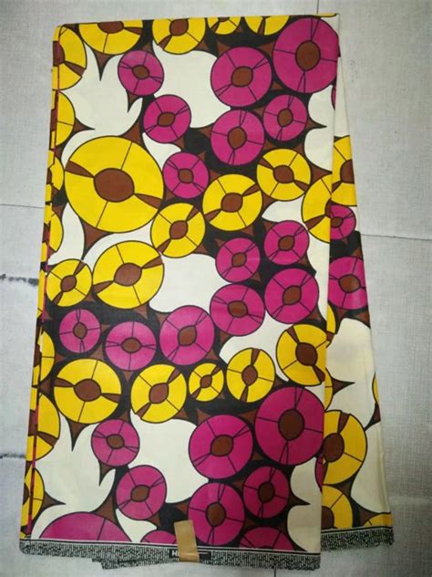 Exclusive African Fabrics Wax Prints 6 Yardsyellowandpink Ankara Fabric