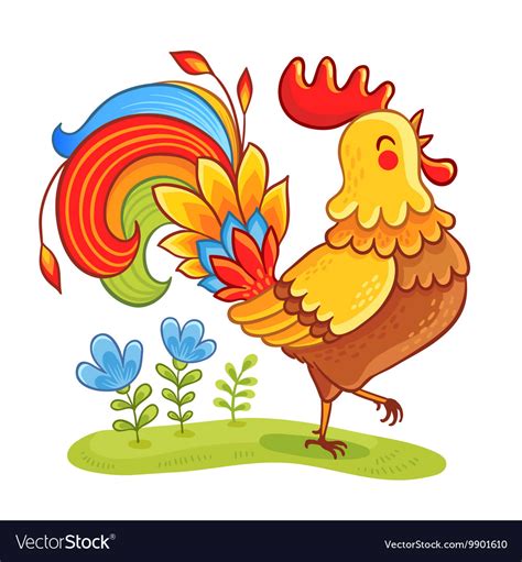 Cute Cartoon Rooster Royalty Free Vector Image