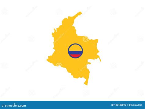 Colombia Outline Map Country Shape State Borders National Symbol Flag