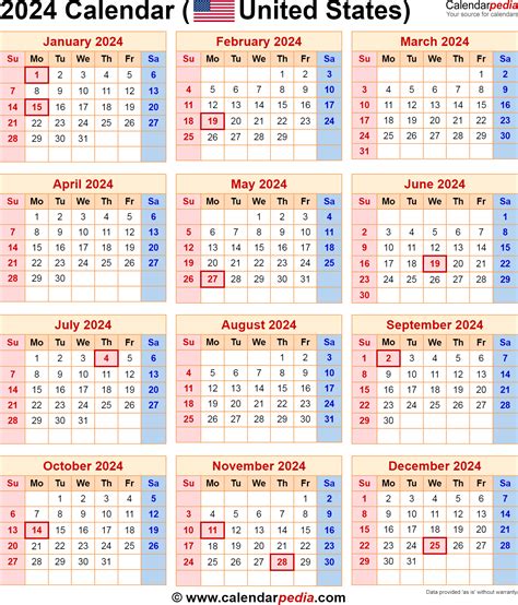 Calendar For Year 2024 United States Free Printable 2024 Calendar