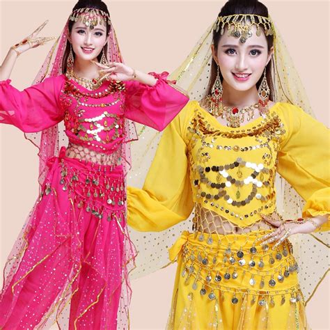 4pcs Sets Woman Performance Belly Dance Costume Tribal Gypsy Egypt Bellydance Costumes For Women