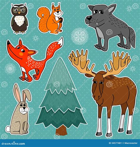 Winter Forest Animals Stock Vector Illustration Of Snow 34577481