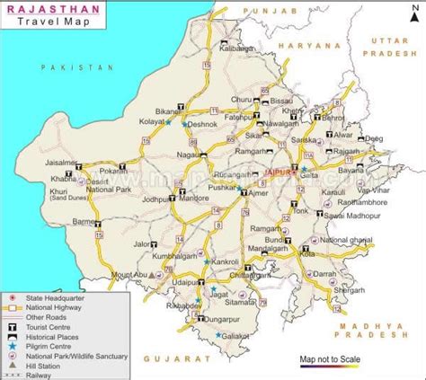 Rajasthan Tourism Geographical Map Of Rajasthan