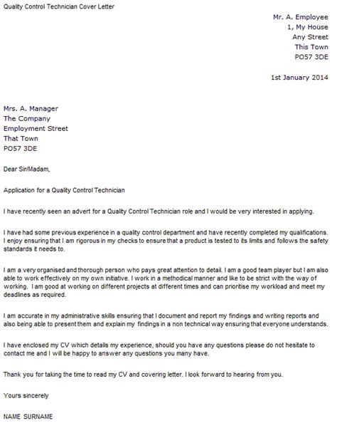 We did not find results for: Quality Control Technician Cover Letter Example - icover ...