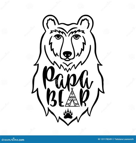 Papa Bear Black Paw Symbol Simple Forest Logo With Text Bear Paw