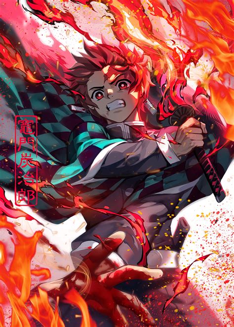 39 Demon Slayer Tanjiro Metal Poster Anime Demon Anime Anime Art