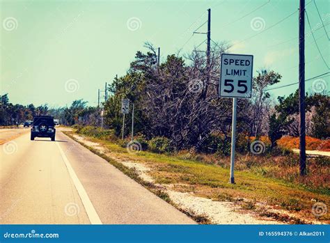55 Mph Speed Limit Road Sign In Florida Stock Photo Image Of Hour