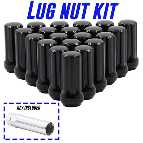 24 Black 51mm Spline Drive Locking Lug Nuts Lugs W Key For Wheel M14x1