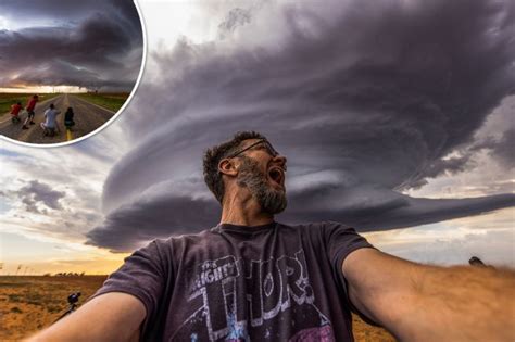 Daring Stormchaser Brazenly Snaps Selfie As Huge Tornado Hurtles