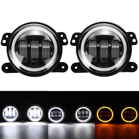 [zhkre] Pair 4 Inch 30w 3000lm Led Fog Lights Halo Angel Drl Driving Lamps For Jeep Wrangler Jk