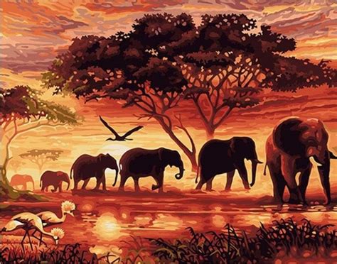 Safari Elephants Paint By Numbers Numeral Paint Kit
