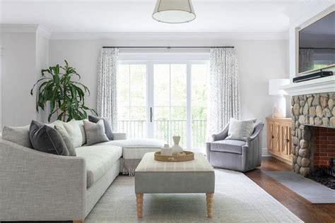 Heather Gray Sofa With Curved Arms Transitional Living Room