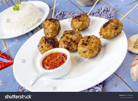 Maybe you would like to learn more about one of these? Indonesian Grilled Meatballs Bakso Bakar Served Stock ...