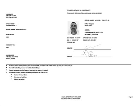 Texas Temp Drivers Permit Template Printable Temporary Texas Id