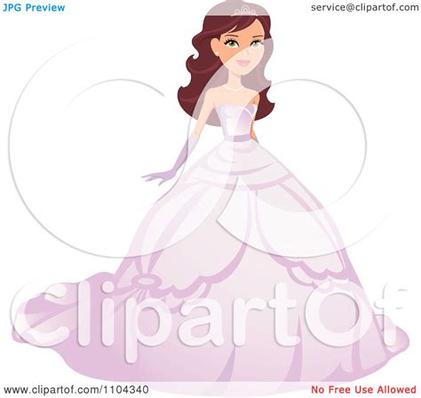 clipart beautiful brunette beauty queen woman posing in a pink ball gown royalty free vector