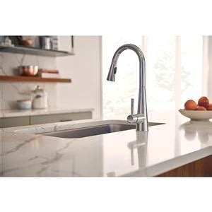 Temperature and volume are controlled by using both handles, one for hot and one for cold. Moen Sleek Collection Pulldown Kitchen Faucet - Chrome ...