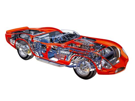 Ferrari Tri Cutaway Drawing In High Quality