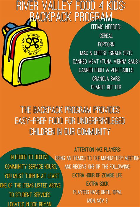The proposed law would cement and slightly. River Valley Food 4 Kids: Backpack Program