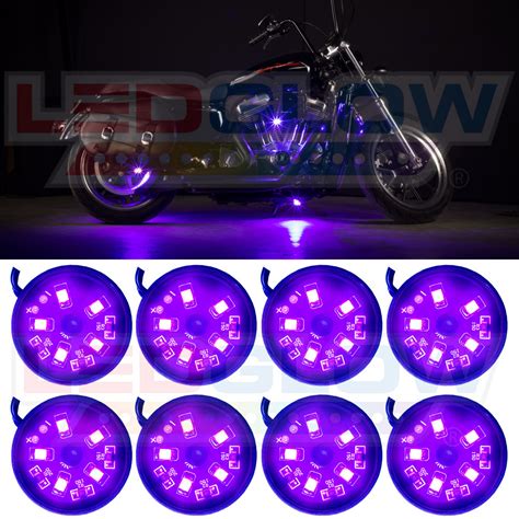 8pc Ledglow Purple Smd Led Motorcycle Pod Neon Underglow Lighting Kit W