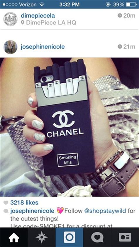 But the more flaunting version is the big cc logo in beige and black. Phone cover: chanel, phone, black, white, cigarette ...