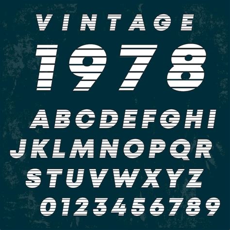 Letras Do Alfabeto E Números Vintage Design Modelo De Fonte De Linha De