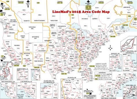 Lincmads 2019 Area Code Map With Time Zones Us Area Code Map