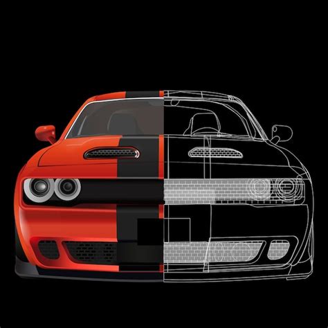 Premium Vector Modern Muscle Car Front View
