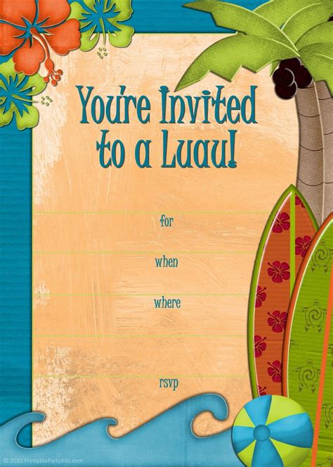 These Free Beach Party Invites Feature Four Designs For Four Separate