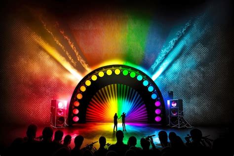 Premium Photo Rainbow Lights Illuminating Modern Concert With Audio