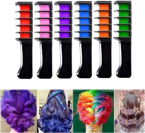 6 Pcs Hair Chalk Comb Temporary Hair Chalk For Kids With Hand Gloves