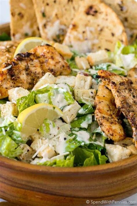 This take on caesar salad is lighter and brighter than most. Grilled Chicken Caesar Salad with Garlic Parmesan Flatbread - Spend With Pennies