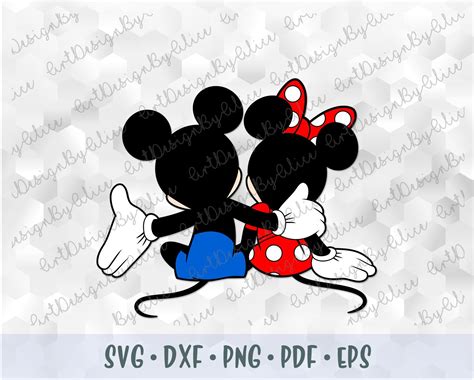 Svg Png Mickey Minnie Mouse Hug Love Sitting Back Head Ears Etsy