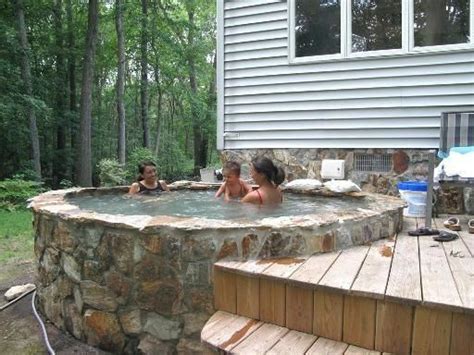 Image Result For Stone Hot Tub Poollandscapingideas Hot Tub Landscaping Hot Tub Outdoor Hot