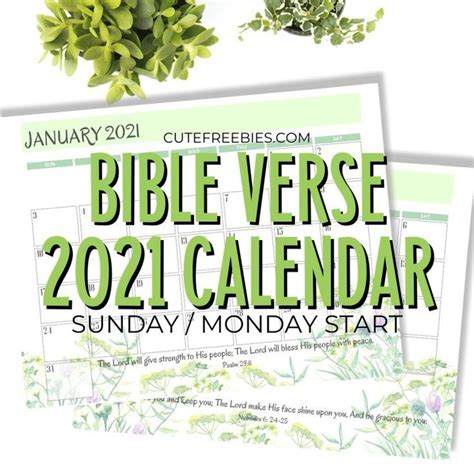 2024 Bible Verse Calendar Free Printable Cute Freebies For You