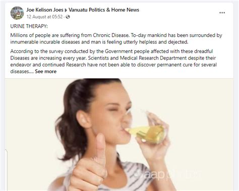Wee Problem With Claim Drinking Urine Cures Diseases Australian