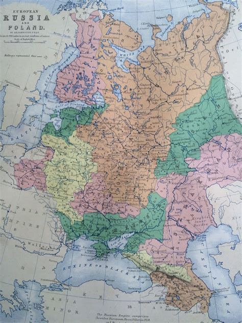 1859 Russia And Poland Original Antique Map Available Framed