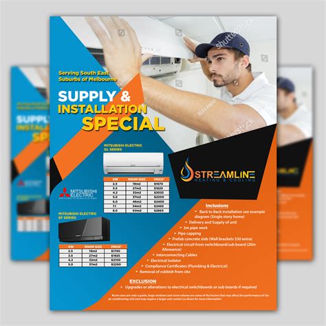 Serious Elegant Air Conditioning Flyer Design For Streamline Heating