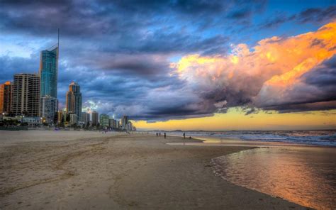 Sunset Clouds On The Beach Hd Desktop Wallpaper